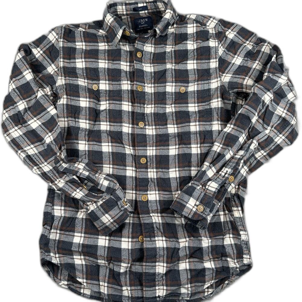 J Crew Shirt Mens XS Blue Plaid Flannel Long Sleeve Button Slim Fit Casual Fall
